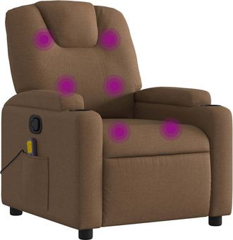vidaXL Sill&oacute;n Reclinable Con Masaje De Tela Marr&oacute;n Vidaxl