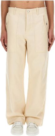 Maison Kitsun&eacute; Workwear Broeken - Heren - Straight fit broeken - Beige - W29 - Katoen - Broeken