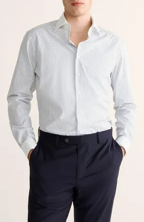 Mango Slim Fit Cotton Button-Up Shirt in Sky Blue at Nordstrom, Size X-Large