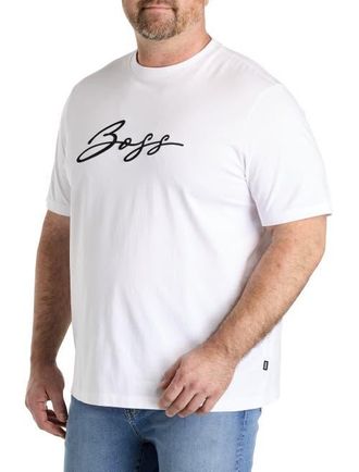 BOSS Big & Tall Thompson Script T-Shirt in White at Nordstrom, Size 2X Big