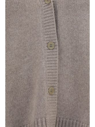 P.A.R.O.S.H. Womens V-Neck Button Cardigan Taupe Cashmere (capra Hircus) Sweater