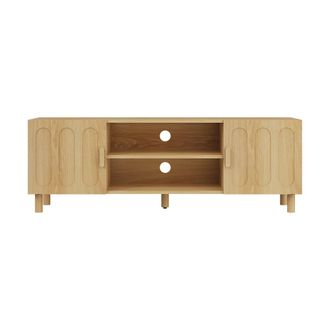 Urban Meuble Mueble TV efecto roble con 2 puertas y bordes redondeados, 140 cm
