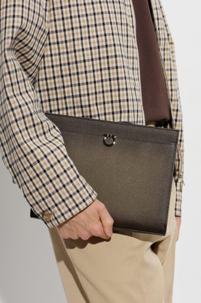 Ferragamo Pouch With A Wrist Strap, Mens, Brown