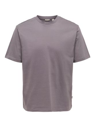 Only & Sons Rundhalsshirt ONLY & SONS ONSFRED RLX SS TEE, Herren, Gr. XXL, rabbit, Single Jersey, Obermaterial: 100% Baumwolle, unifarben, relaxed fit normal, Run