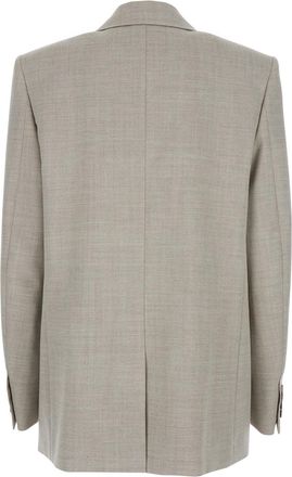 Saint Laurent Womens Grey Double-Breasted Wool Jacket Blazers
