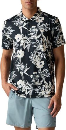 Rvca Sport Vent Polo in Black Floral at Nordstrom, Size X-Large