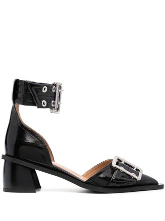 Ganni 50mm buckle-detail pumps - Black