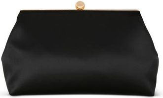 Badgley Mischka Camilla Classic Satin Pouch in Black at Nordstrom, Size Large