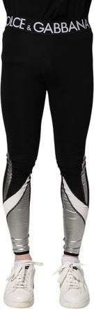 Dolce & Gabbana Black Silver Nylon Skinny Men Leggings Mens Pants