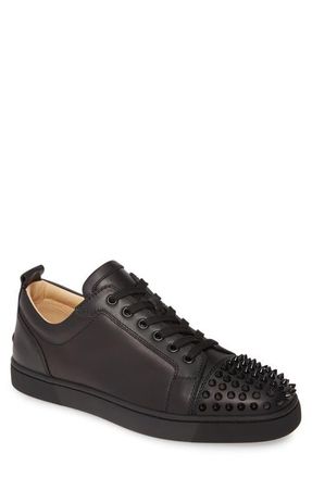 Christian Louboutin Louis Junior Spikes Sneaker in Black/Black at Nordstrom, Size 11.5Us