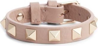 Valentino Garavani Valentino Rockstud Small Leather Bracelet in P45 Poudre at Nordstrom