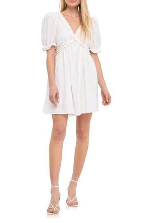 Free the Roses Ruffle Cross Back Cotton Minidress in White at Nordstrom Rack, Size X-Small