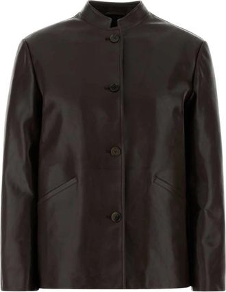 Jil Sander Blazers EN Vesten - Dames - Leren en Su&egrave;de Jassen - Bruin - L - Leer - Jassen