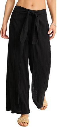 Tommy Bahama Mykonos Textured Cover-Up Sarong Pants in Black at Nordstrom, Size X-Small