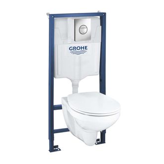 GROHE Solido - Juego Para Inodoro Suspendido + Wc Y Asiento Softclose Bau Ceramic, Pulsador De Descarga Sail, Cromo 39499000