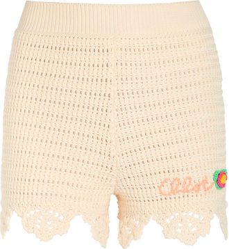 Chlo&eacute; Logo-intarsia Crochet Cotton Shorts - White - S (UK8-10 / S)