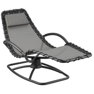 TecTake Tumbona de jard&iacute;n ergon&oacute;mica con funci&oacute;n oscilante y 120 kg, gris