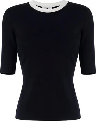 Elisabetta Franchi Top met ronde hals en striksluiting - Zwart