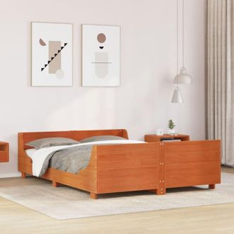 vidaXL Vidaxl - Cama Sin Colch&oacute;n Madera Maciza De Pino Marr&oacute;n Cera 160x200 Cm