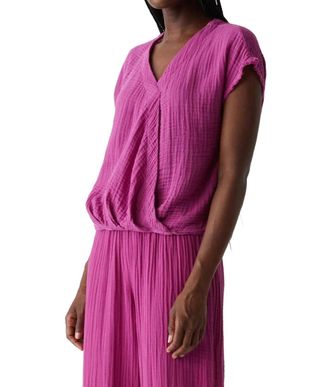 Michael Stars Evie Gauze Surplice Top In Ultraviolet