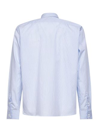 Prada Mens Sky Blue And White Striped Shirt Cotton