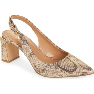 Vince Camuto Hamden Pointed Toe Slingback Pump in Natural Gold Snake at Nordstrom, Size 7.5