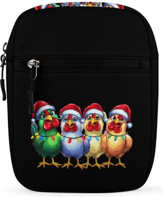 Generic Christmas Chicken Xmas Santa Hat Crossbody Bag Adjustable Satchel Cute Shoulder Bag Lightweight Sling Bags