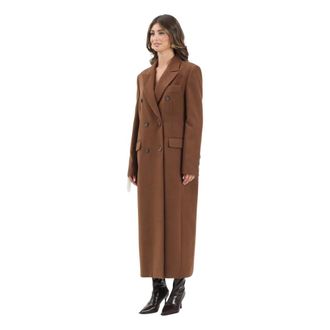 Mar De Margaritas Double-Breasted Coats, female, Brown, Size: XS Melany Long Coat