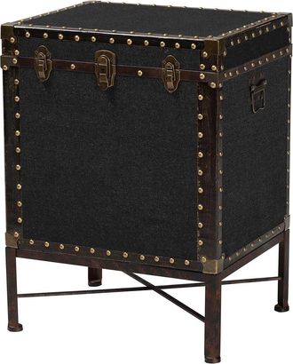 Baxton Studio Laura Vintage Canvas Lift-Top Trunk End Table