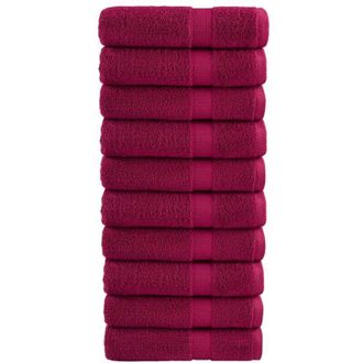 vidaXL Toallas De Ba&ntilde;o Solund 10 Unidades Burdeos 100x150 Cm 600 Gsm Vidaxl
