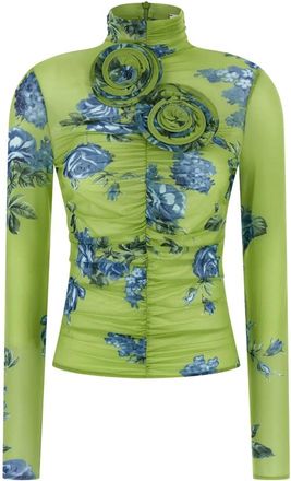 Magda Butrym Tops, Dames, Groen, S, Leer, 15 Top