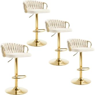 Woltu Set 4 Sgabelli da Bar con Schienale e Altezza Regolabile,Crema