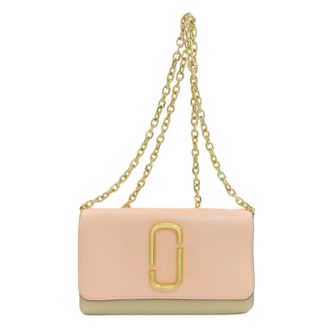 Marc Jacobs Beige Pink Leather Chain/Shoulder Wallet (Pre-Owned)