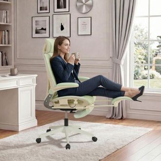 STILVORA Stilvora Sedia Da Ufficio Ergonomica Regolabile Con Poggiatesta 3d E Poggiapiedi, In Rete, Verde