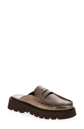 Pedro Garcia Savy Water Resistant Penny Loafer Mule in Cafe Cervo Lame at Nordstrom, Size 10.5Us