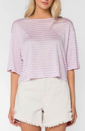 Velvet Heart Teller Drop Shoulder Linen Blend T-Shirt in Periwinkle Stripe at Nordstrom Rack, Size X-Small