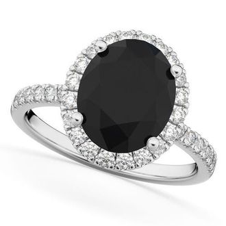 Allurez Oval Black Diamond & Diamond Engagement Ring 14K in 3.51Ct/white Gold at Nordstrom, Size 7.5