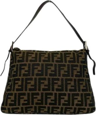 Fendi Pre-owned Mamma Baguette Canvas Leather Shoulder Bag - Dames - Vintage Schoudertas - Bruin - ONE Size - Leer - Vintage