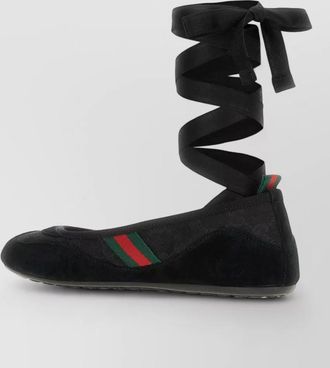 Gucci suede fabric ballerinas flat sole ribbon