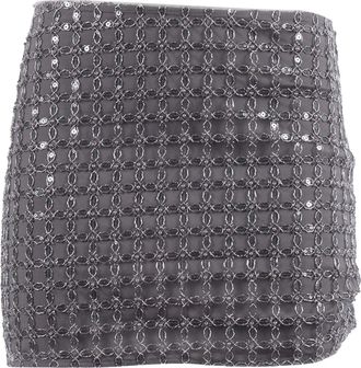 Rotate Grey Castor Beaded Mini Skirt