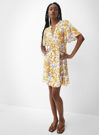 Icone Womens Crinkled texture flared minidress