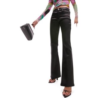 Topshop Coated Bootcut Jeans in Black at Nordstrom, Size 28 X