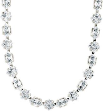 Sterling Forever Geo Cubic Zirconia Tennis Necklace in Silver at Nordstrom