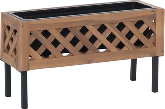 Hhg [nunca Usado] Jardinera Hhg-474, Maceta Para Flores Y Plantas, Para Interior Y Exterior, De Madera De Acacia Con Certificaci&oacute;n Mvg, 35 X 64 X 24 Cm, M