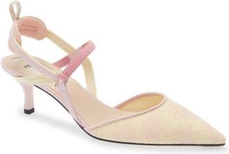 Fendi Colibri Floral Slingback Pointed Toe Pump in Lime Gerbera at Nordstrom, Size 10.5Us