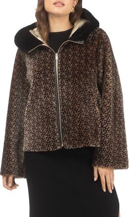 Gorski Genuine Shearling Jacket, Reversible in Brown/black Insignia at Nordstrom, Size X-Small