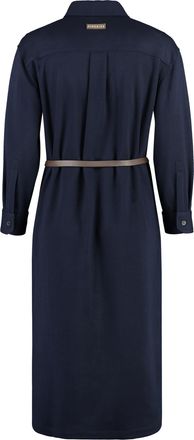 PESERICO Peserico Womens Belted Shirtdress - Dark Blue Wool - Size EU 46 (Womens)