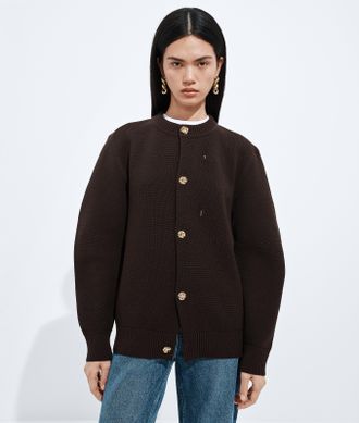 Bottega Veneta Wool And Cotton Cardigan - Brown - Women - XS - 50% Wool & 50% Cotton