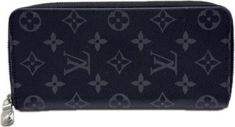Louis Vuitton Black Gray Coated Canvas Leather Long Wallet (Bi-Fold) (Pre-Owned)