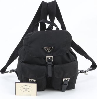 Prada Black Leather Nylon Backpack (Pre-Owned)
